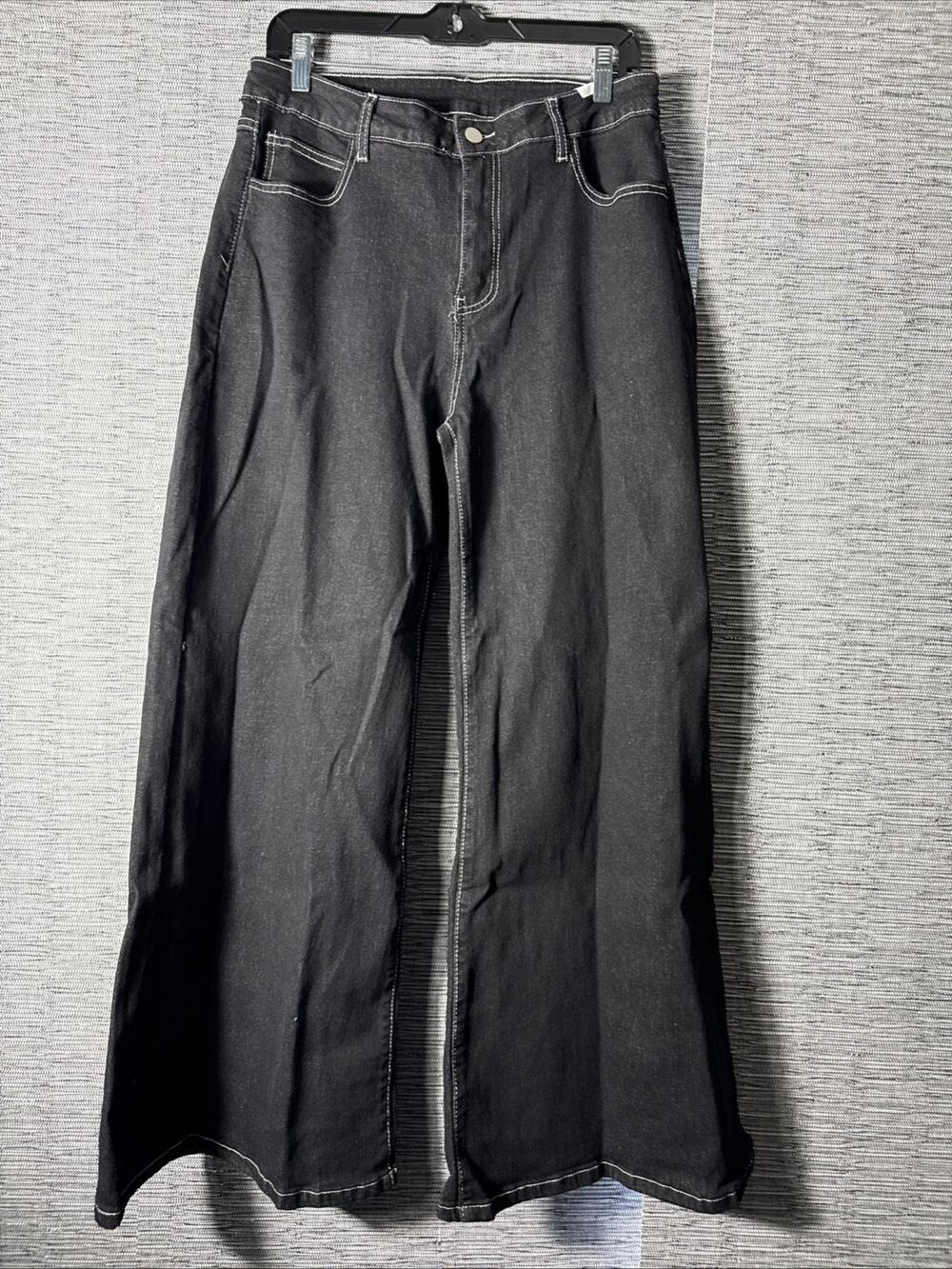 Women’s Wide Leg Jeans, Faded Black, 1XL